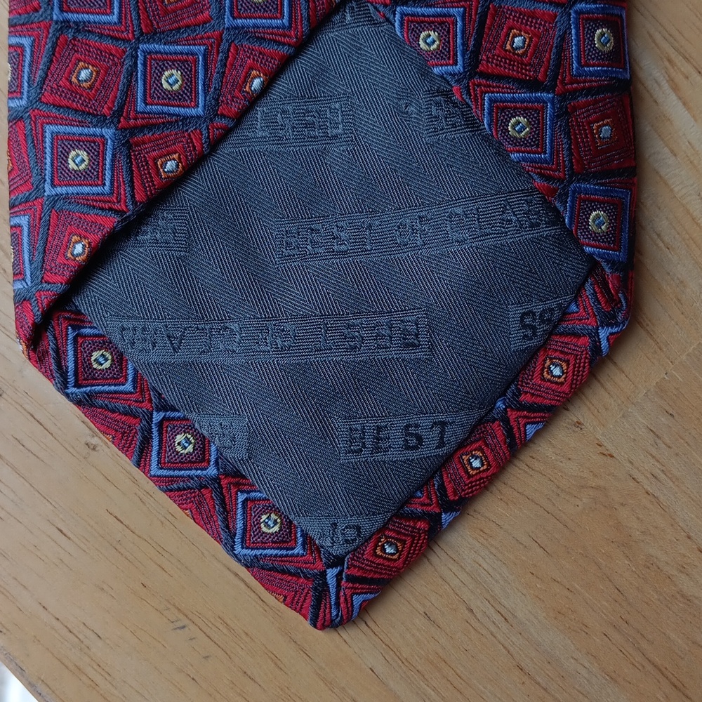 Robert Talbott Red And Blue Diamond Pattern Tie - image 4